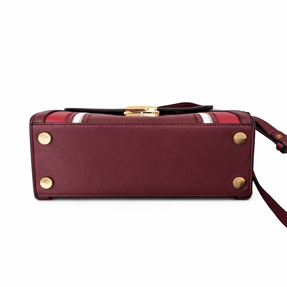 Michael Kors Whitney Medium Burgundy Colorblock Leather Bag Gold Hardware New - Picture 5 of 8